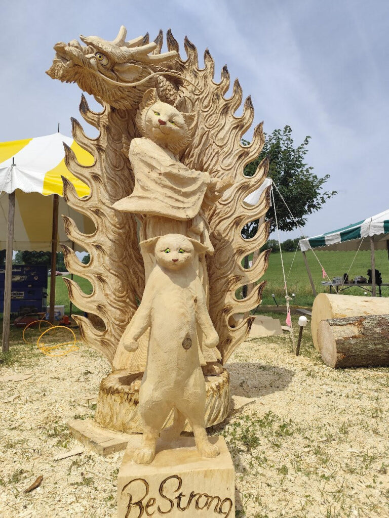 USopen winning carving by Hayashi Takao Samurai Legend Chainsaw Carving