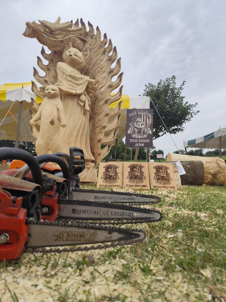 USopen winning carving by Hayashi Takao Samurai Legend Chainsaw Carving